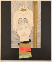 Szász Endre (1926-2003): Ági. Szitanyomat, papír, jelzett, számozott (45/100). Üvegezett fa keretben, 40×34,5 cm