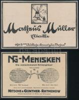 cca 1915 Vegyes reklám tétel, 3 db: Rodenstock Perphagläser, NG-Menisken, Müllner pezsgő reklám, ném...