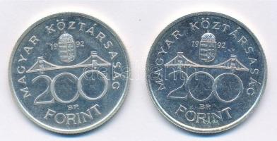 1992. 200Ft Ag "MNB" (2x) T:1-,2