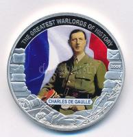 Libéria 2009. 5$ ezüstözött Cu "A történelem legnagyobb hadurai - Charles de Gaulle" részben multicolor festéssel T:PP  Liberia 2009. 5 Dollars silver plated Cu "The Greatest Warlords of History - Charles de Gaulle" with partial multicolor picture C:PP