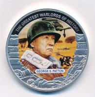 Libéria 2011. 5$ ezüstözött Cu A történelem legnagyobb hadurai - George S. Patton részben multicolor festéssel T:PP  Liberia 2011. 5 Dollars silver plated Cu The Greatest Warlords of History - George S. Patton with partial multicolor picture C:PP