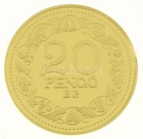 DN Magyar aranypénzek utánveretben - Arany 20 pengő 1928 aranyozott Ag emlékérem tanúsítvánnyal (5,5g/0.333/25mm) T:PP