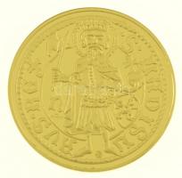 DN Magyar aranypénzek utánveretben - Hunyadi János kormányzói aranyforint aranyozott Ag emlékérem tanúsítvánnyal (5,5g/0.333/25mm) T:PP
