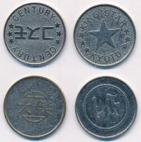 Japán DN 4db-os zseton, bárca tétel, mind különféle T:2-,3 Japan ND 4pcs of jeton, token lot, all different types C:VF,F