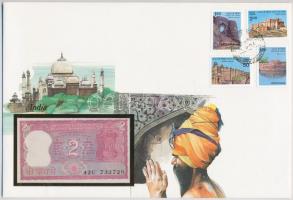 India DN 2R felbélyegzett borítékban, bélyegzéssel T:I India ND 2 Rupees in envelope with stamp and cancellation C:UNC