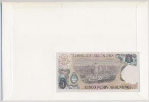 Argentína 1983-1984. 5P felbélyegzett borítékban, bélyegzéssel T:I 
Argentina 1983-1984. 5 Pesos in...