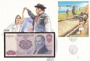 Chile 1983. 100P felbélyegzett borítékban, bélyegzéssel T:I Chile 1983. 100 Pesos in envelope with stamp and cancellation C:UNC