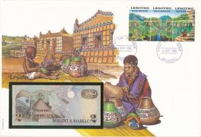 Lesotó 1989. 2M felbélyegzett borítékban, bélyegzéssel T:I Lesotho 1989. 2 Maloti in envelope with stamp and cancellation C:UNC