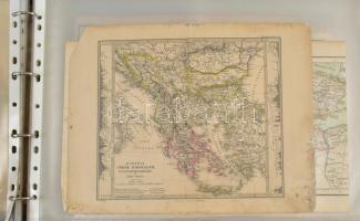 Vegyes Európára vonatkozó régi térképek gyűjteménye, több mint 40 db, lefűzhető mappában, különféle ...