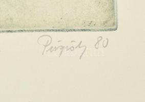 Püspöky István (1950-2018). A Kékszakállúhoz, 1980. Rézkarc, papír. Jelzett. Számozott (13/50). Az 1...