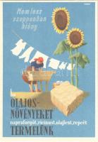 Nem lesz szappanban hiány, ha olajos növényeket, napraforgót, ricinust, olajlent és repcét termelünk / Hungarian agricultural propaganda, oil seeds production for making soaps s: Mosdóssy