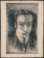 Udvary Pál (1900-1987): Portré, 1922. Rézkarc, papír, jelzett a rézkarcon, 22×14 cm