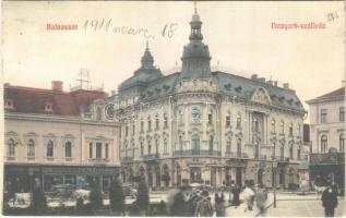 1911 Kolozsvár, Cluj; New York szálloda, Jeszenszky Ferenc, Schefer András, Tauffer Dezső és Schuster üzlete / hotel, shops