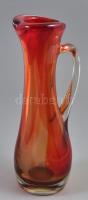 Anyagában színezett üveg váza, karcolásokkal, m: 28 cm