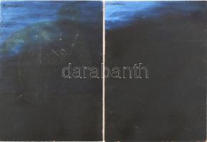 El Kazovszkij nyomán, 2 db mű: Alakok és sötét kép. Olaj, farost. Kisebb felületi sérüléssel29,5x21,5 cm