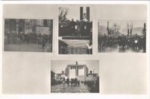 1938 Kassa, Kosice; bevonulás, díszkapu, magyar zászlók, Horthy Miklós és Purgly / entry of the Hungarian troops, decorated gate, flags + 1938 KASSA VISSZATÉRT So. Stpl