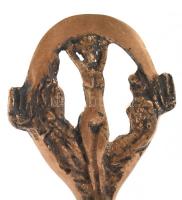 Varga Imre (1923-2019): Akt fával, bronz, jelzett, m: 12 cm