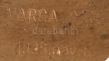 Varga Imre (1923-2019): Akt fával, bronz, jelzett, m: 12 cm