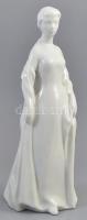 Női alak, fehér mázas porcelán figura, jelzés nélkül, lábán lepattanással, m: 30 cm