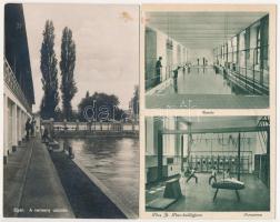 4 db RÉGI sport motívum képeslap vegyes minőségben: uszodák / 4 mostly pre-1945 sport motive postcards in mixed quality: swimming pools