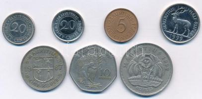 Mauritius 1987. 20c + 1R + 1992. 5R + 1994. 5c + 1997. 10R + 1999. 1/2R + 2001. 20c T:1-,2 Mauritius 1987. 20 Cents + 1 Rupee + 1992. 5 Rupees + 1994. 5 Cents + 1997. 10 Rupees + 1999. 1/2 Rupee + 2001. 20 Cents C:AU,XF