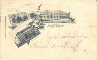 1898 (Vorläufer) Nagyenyed, Aiud; városház, leány iskola, Bethlen kollégium / town hall, schools. floral