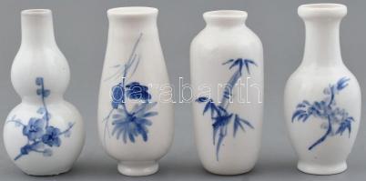 Mini porcelán vázák, 4 db, kézzel festett, jelzés nélkül, hibátlanok, m: 11 cm