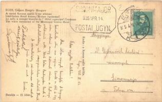 1935 Eger, Városi Korona szálló fehér étterme, belső + "SIMONMAJOR POSTAI ÜGYN."