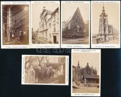 cca 1880-1890 Prágai helyszíneket ábrázoló fotó tétel, 12 db, közte a prágai vár, katedrális, zsinag...