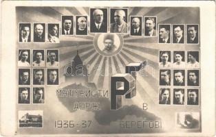 1936-37 Beregszász, Beregovo, Berehove; Gimnázium, végzett tanulók tablója / grammar schools graduated students. photo (fl)