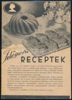 cca 1930-1940 Időszerű receptek, sütemény receptfüzet, Dr. Ötker A. Kft. reklámnyomtatványa, 15p.