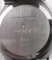Doxa másodpercutatós, dátumkijelzős kvarc karóra, fém szíjjal, dobozban, kopásnyomokkal, d: 3,2 cm