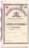 Románia 1926. "Román Nemzeti Bank" részvénye 500L-ről (2x) sorszámkövetők, egyik szelvénye...