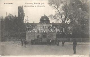 Homonna, Humenné; Andrássy Sándor gróf várkastélya a főkapuval / castle with main entry gate + PFERDEFELDBAHN-TRAINSBEGLEITESKADRON NR. 4. 3. SEKTION, 20. ZUG.