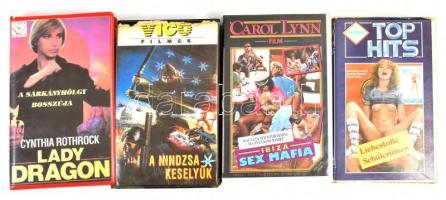 2 db pornó VHS kazetta + 2 db film (A nindzsa keselyűk, A sárkányhölgy bosszúja)