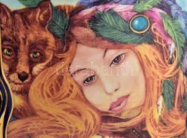 Hollóházi porcelán váza Faragó Miklós (1947- ) álta l tervezett: A négy évszak - Tavasz dekorral. Li...