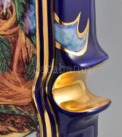 Hollóházi porcelán váza Faragó Miklós (1947- ) álta l tervezett: A négy évszak - Tavasz dekorral. Li...