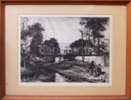 Nagy Lóránd jelzéssel: Patakparton, szignált rézkarc 50x40 cm