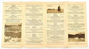 cca 1930 Auto Rundfahrten in Budapest und Ungarn. Buszos városnéző túrák. Leporello kissé rojtos szé...