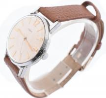 Pobeda szovjet karóra, mechanikus, új bőrszíjjal, működik, d: 36 mm