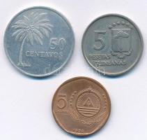 Vegyes: Bissau-Guinea 1977. 50c + Egyenlítői Guinea 1969. 5P + Zöldfoki-szigetek 1994. 5E T:2,2- Mixed: Bissau-Guinea 1977. 50 Centavos + Equatorial Guinea 1969. 5 Peseta + Cape Verde 1994. 5 Escudo C:XF,VF