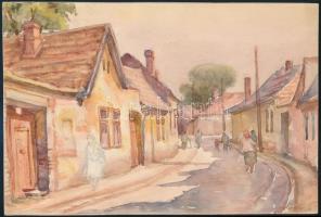 Sostarics Lajos (1896-1968): Szentendre. Akvarell, papír, jelzés nélkül, 28×19 cm