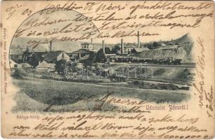 1902 Pécs, Bányatelep, iparvasút, vagonok. Fürst Lipót kiadása (r)
