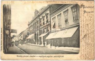 1902 Pécs, Király utca, Segélyező-Egylet palotája, Spiegel József, Ganter Ferenc üzlete (r)