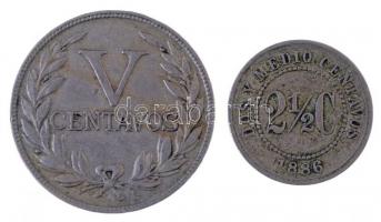 Kolumbia 1886. 2 1/2c Cu-Ni + 1936. 5c Cu-Ni T:2,2-
Columbia 1886. 2 1/2 Centavos Cu-Ni + 1936. 5 C...
