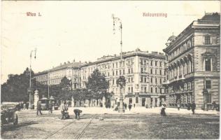 1913 Wien, Vienna, Bécs I. Kolowratring / street, tram, shop of Christoph Schramm