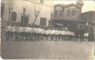 Constantinople, Istanbul; Pera / Beyoglu, school parade, students. photo (EB)