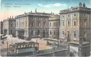 Kraków, Krakau, Krakkó; Bahnhof / dworzec kolejowy / railway station, tram (EK)