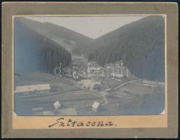 cca 1920 Sztracena látképe, fotó, kartonra ragasztva, feliratozva, 7×11 cm / cca 1900 The view of Stratená, Slovakia, photograph on cardboard, with notes, 7×11 cm