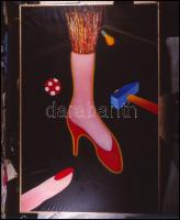 cca 1988 ef Zámbó (efZámbó) István (1950-) festőművész alkotásairól készült 2 db pozitív és össz 3 d...